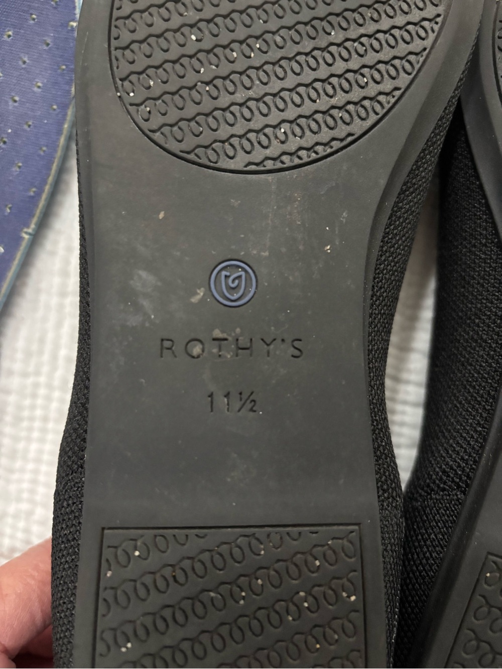 Rothy's Black Knit Flats with Blue Trim Size 11.5 - Picture 7 of 7